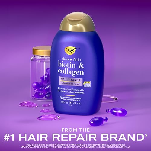 Ogx 91671 Thick & Full + Biotin & Collagen Volumizing Conditioner, Nutrient-Infused Conditioner With Vitamin B7 Biotin Gives Hair Volume & Body thumb #2