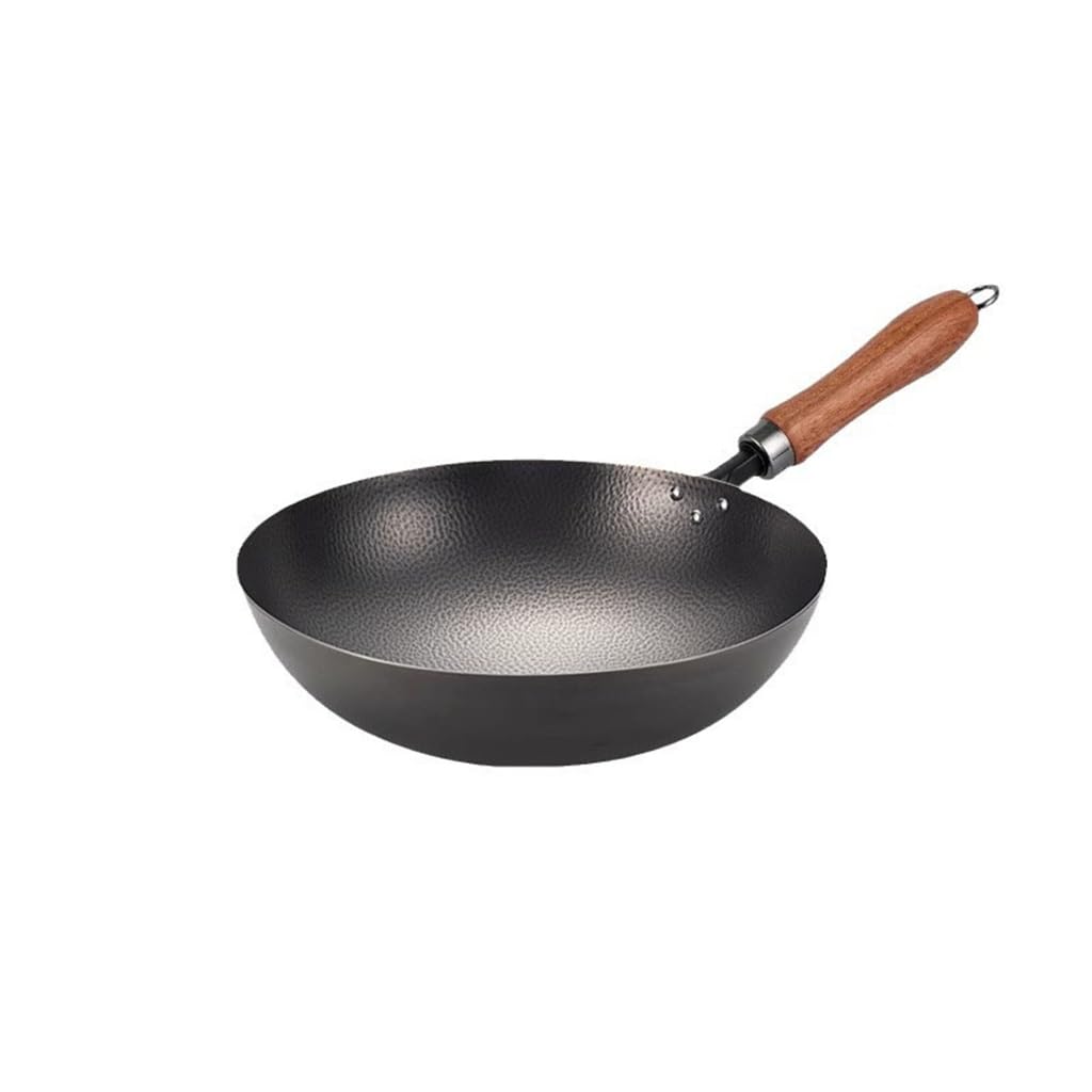 Uncoated Non-Rusting Hammered Round Bottom Pan Non-Stick Household Frying Pan