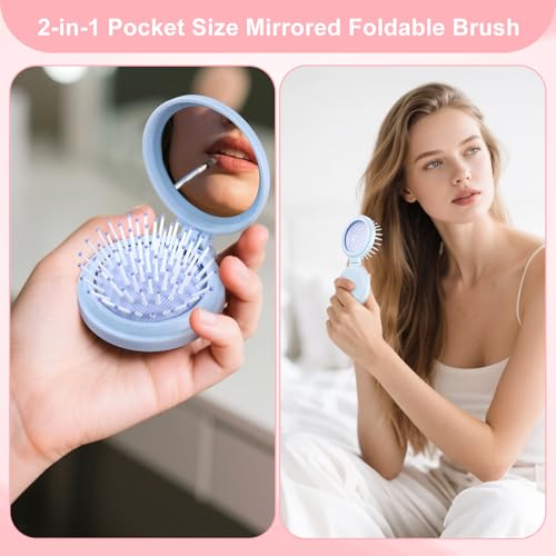 12 Peines Plegables con Espejo de Viaje Compactos miniatura 6