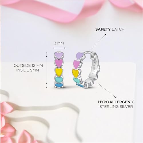 Heart Enamel Earrings for Baby Girls – 925 Sterling Silver Hypoallergenic Huggie Hoops for Toddlers & Kids | Safe Sensitive Ear Jewelry, Pastel Charm, Perfect Baby Girl Gift4