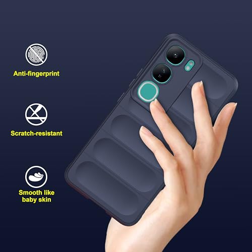 Image of amazon basics Back Case Cover for Vivo Y300 5G | Compatible for Vivo Y300 5G Back Cover | Liquid Silicon Magic Case with Camera Protection | Sapphire