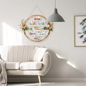 Large round wood picture frames 2362 hanging collage picture broad with artificial flowersround pine wood polaroid photo frame multi family photo for gallery decor hanging display board photo organize  urban country home decor