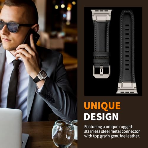Bracelet cuir compatible Apple Watch 45mm 49mm Ultra 2 SE robuste