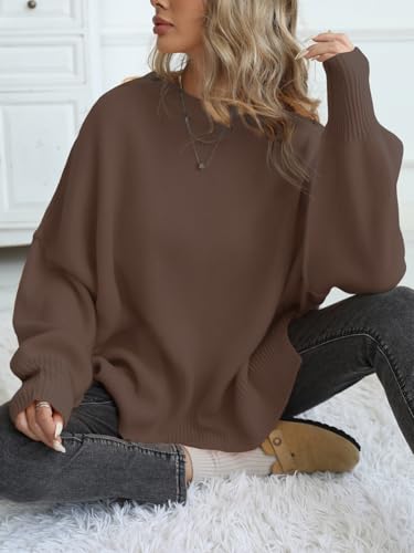 Simier Fariry Women's Fall Reversible Oversized Urban Pullover Sweater - Batwing Long Sleeve Ribbed Cuff Slimming Figure2
