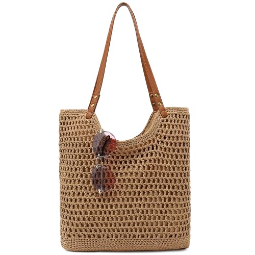 Image of Bycobecy Woven Tote Bag for Women, Summer Beach Bag Large Crochet Shoulder Purse Handbag Boho Knit Bag for Summer Travel