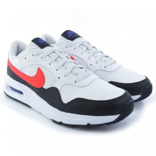 Image of Nike Men's AIR MAX SC Platinum Tint /Bright Crimson-Black-White Running Shoe (CW4555-007)