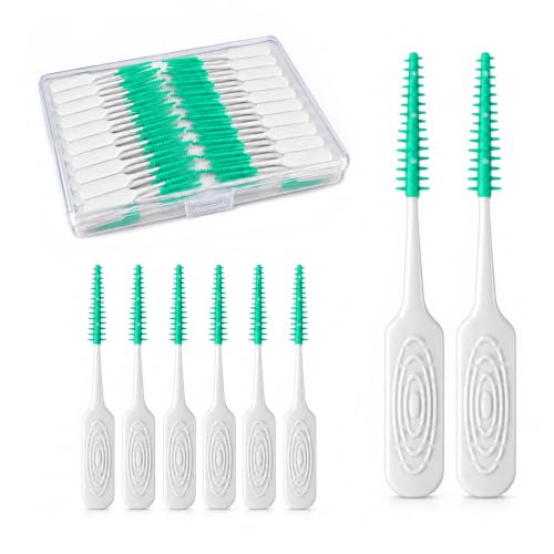 220PCS Floss Picks Soft Rubber Toothpicks Interdental Brushes Green - image 1