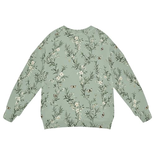 JUNZAN Chic Rosemary Sage Green Big Girls Hooded Sweatshirt Long Sleeve Sweatshirts for Boys Camping 4T2