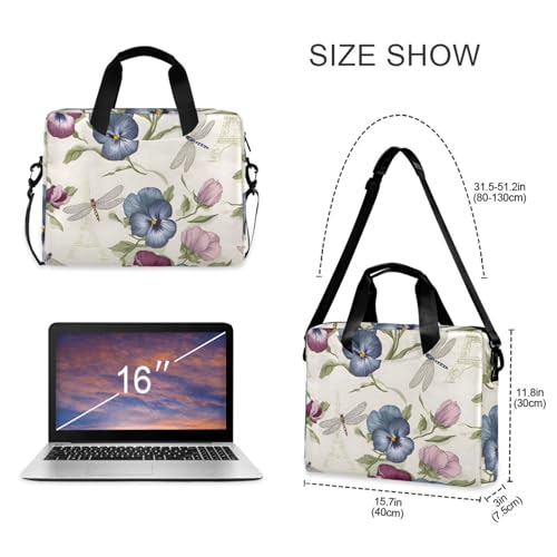 Maletín para portátil beige con estampado floral miniatura 5