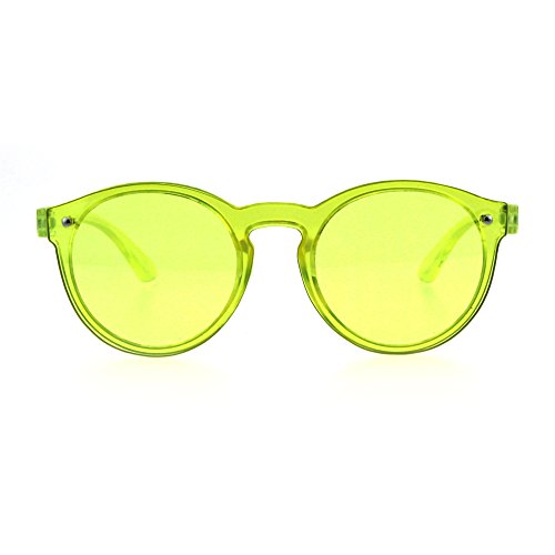 Kids Size Round Keyhole Thin Horn Rim Minimal Mod Sunglasses Yellow