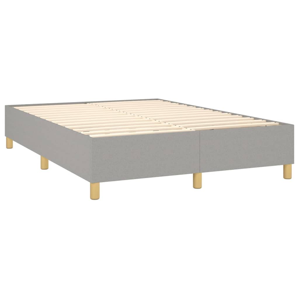 Cama con somier, gris claro, 140 x 200 cm, funda de tela, con colchón de muelles ensacados, cabecero regulable en altura, cómoda superficie de descanso para dormitorio