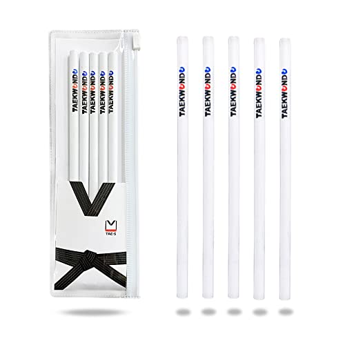 Lápices Taekwondo TAE-S HB con estuche PVC blanco, pack 5 miniatura 1