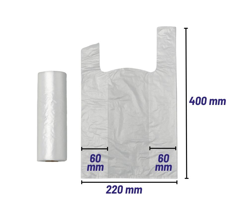 Knotenbeutel auf Rolle 22+12x40 cm Transparent 190 Stk./Rolle lebensmittelecht Hemdchenbeutel für Obst und Gemüse (40 Rollen (7600 Stk.))