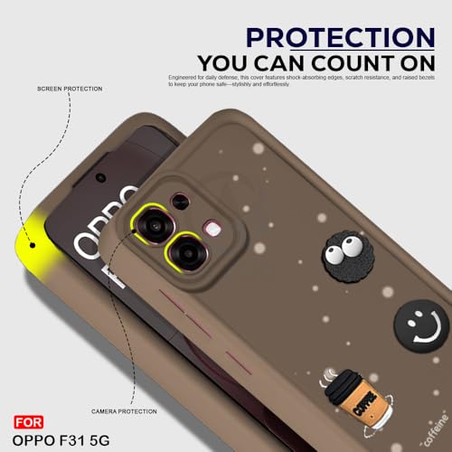 Image of AESTMO Back Case Cover for Oppo F31 / F33 5G Cover | Cute Fun Cartoon 3D Ball | Coffee Silicone Case | Full Body Protection | Camera Protection Back Oppo F31 / F33 5G (Brown)
