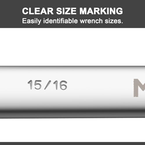 Image of MAXPOWER 15 /16 inch Combination Wrench, Industrial Grade - 12-Point Box End, Chrome Vanadium Steel, Off-Corner Design, 15 Offset - SAE