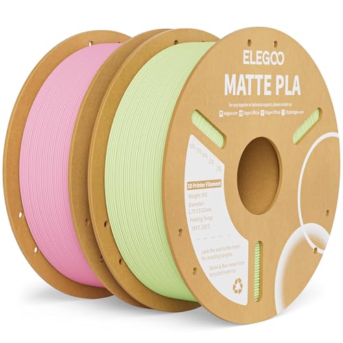 Image of ELEGOO Matte PLA Filament Sakura Pink & Mint Green 2KG, 1.75mm 3D Printer Filament Dimensional Accuracy + /- 0.02mm, 2pcs 1kg Carboard Spool (2.2lbs) Fits for Most FDM 3D Printers