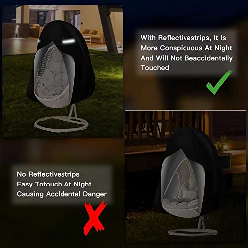 Egg Chair Cover Waterproof, Patio Hanging Egg Chair Covers Outdoor Swing Egg Chairs Cover With Waterproof Zipper For Single Seat Egg Chair Outdoor Furniture Protector Garden Chair Cover 75" H X 45" D #TOP5