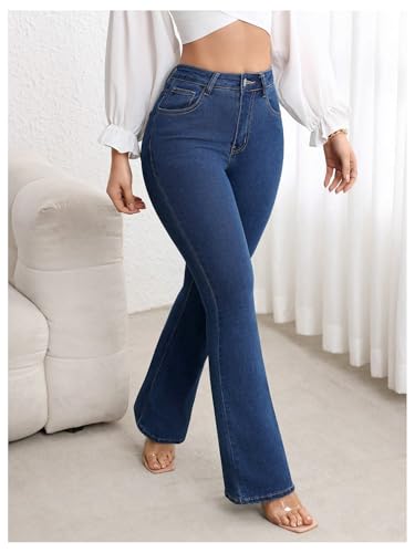SOLY HUX Women's Flare Jeans High Waisted Bell Bottom Skinny Stretchy Denim Pants Office Trousers2