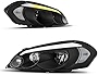 AUTOSAVER88 LED DRL Headlights Assembly Compatible with 2006-2013 Chevy Impala/2006-2007 Chevrolet Monte Carlo Headlamp Black Housing Clear Reflector