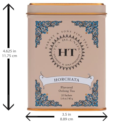 Image of Harney & Sons HT Horchata Oolong Tea, 20 Sachets in Tin | Oolong tea with cinnamon, vanilla and creamy horchata-inspired flavor. Contains caffeine.