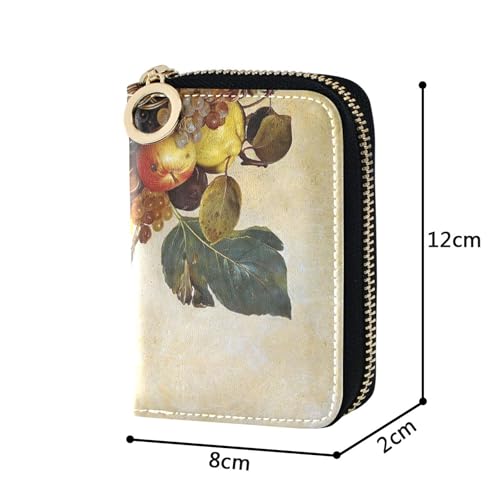 Scan Proof Women's Wallets Small Cute Card Holder RFID Blocking Caravaggio Painting Basket Fruit Zipper Wallet with Coin Pocket3