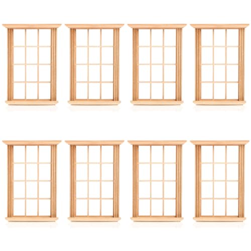 Image of DOITOOL 8PCS Dollhouse Windows 1: 12 Scale Miniature Dollhouse Furniture Mini Window Frame Model DIY Doll House Building Supplies Photograph Props