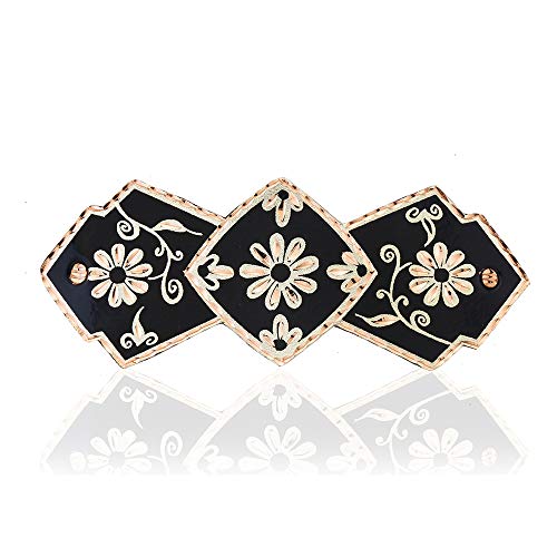 Clips de pelo de cobre hechos a mano diseño floral, Pasadores de pelo flores, clip de pelo francés, fondo negro, Metal Cover