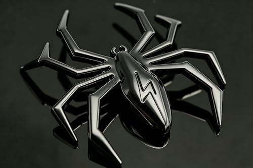 Image of 3D Spider Chrome Emblem Badge Sticker Decoration for Car, Truck, Motorcycle, RV, Scooter, SUV, Door, Window (Black Flash Spider)