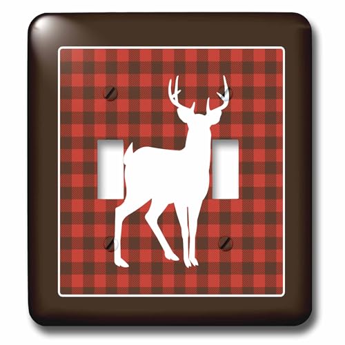 Double interrupteur à bascule Buffalo Plaid Buck décor chasse rustique - 2