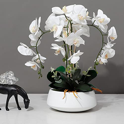 Grande orchidée artificielle 9 fleurs HinyoCo | Composition florale durable haut de gamme - 4