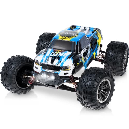 1:10 Scale Large RC Cars 50+ kmh Speed - Boys Remote Control Car 4x4 Off Road Monster Truck Electric - Hobby Grade Waterproof Toys Trucks for Kids and Adults - 2 Batteries + Connector for 40+ Min Play