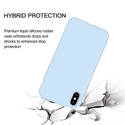 Zvastt Iphone X Case, Iphone Xs Case Liquid Silicone Soft Gel Rubber Slim Phone Cases Anti-Scratch Durable Microfiber Lining Full Body Shockproof Protective Cover For Iphone Xs/X 5.8", Light Blue #TOP5