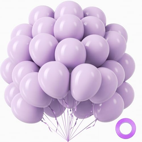 Image of Light Purple Balloons 12 inch, Pastel Purple Latex 50pcs Party Balloons | Wedding, Baby Shower, Gender Reveal, Birthday Party Decorations