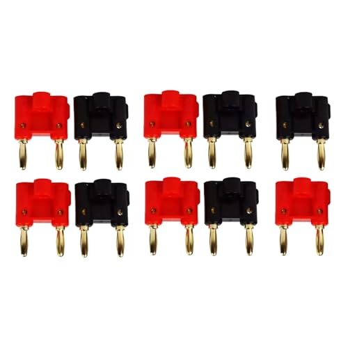 10個 両端バナナプラグ 4mmオーディオアダプター 最大12AWGケーブル対応 バンディングポスト付きスピーカーアンプ用コネクター