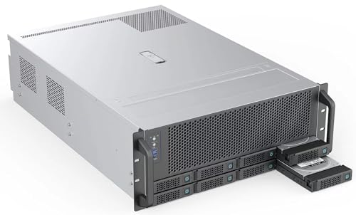 Image of Rosewill 4U Server Chassis Case|Supports up to 4 GPUs|8 Hot-Swap 3.5 inch /2.5 inch SATA /SAS up to 12Gbps|E-ATX Compatible|3x 12038 Hot-Swap Fans,2 Rear 8038 Fans|USB 3.2 Type-C|With Rail Kit-RSV-AI01