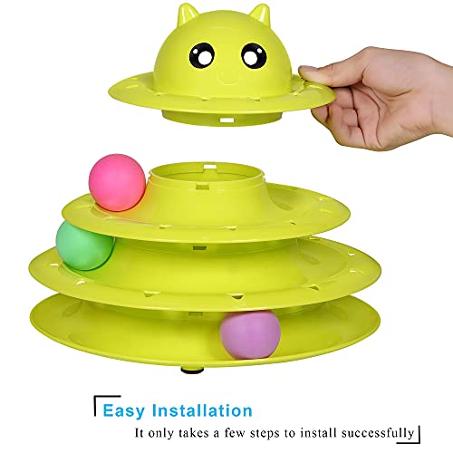 UPSKY Rolo de brinquedo para gatos de 3 níveis com seis bolas coloridas interativas para gatinhos di