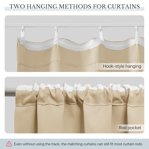 Image of RYB HOME Room Divider Curtains with Straight Ceiling Track, Heavy Duty Blackout Privacy Sliding Partition Panel for Bedroom /Living Room /Patio /Studio, W100xL95, Beige, 1 Panel