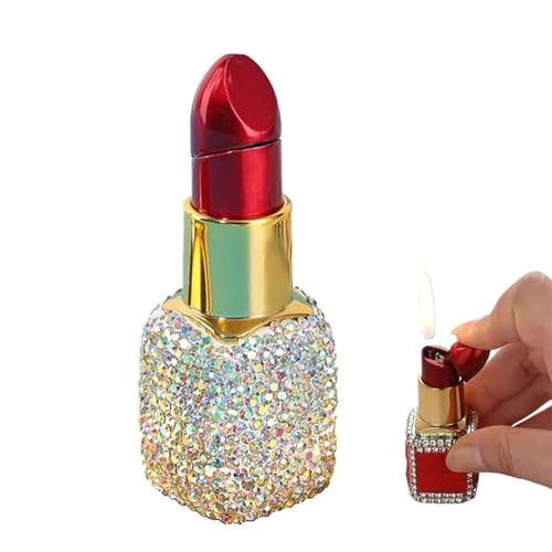 Encendedor clásico de lápiz labial for mujer, hecho a mano, de gas butano recargable y resistente al viento, con llama suave ajustable y empaquetado en caja de regalo for velas, ideal for interiores y