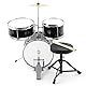 World Rhythm Kids Drumkit - 3teiliges Junior Drumset, Kinder Drumkit mit Hocker und Drumsticks - Schwarz
