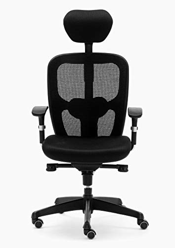 Silla de ordenador ergonómica Euromof Boston Cabezal | Negro Profesional