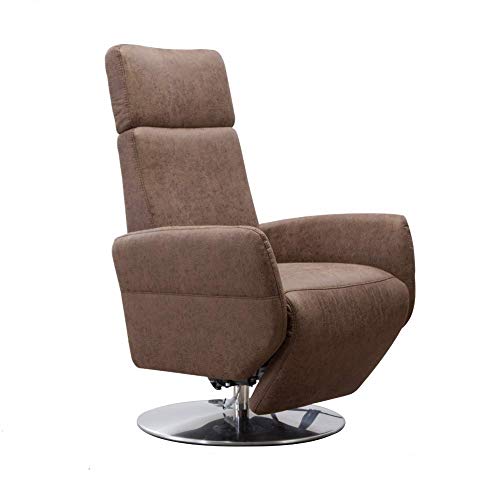Cavadore TV-Sessel Cobra mit 2 E-Motoren / Elektrischer Fernsehsessel mit Fernbedienung / Relaxfunktion, Liegefunktion / Ergonomie M / Belastbar bis 130 kg / 71 x 110 x 82 / Lederoptik Braun