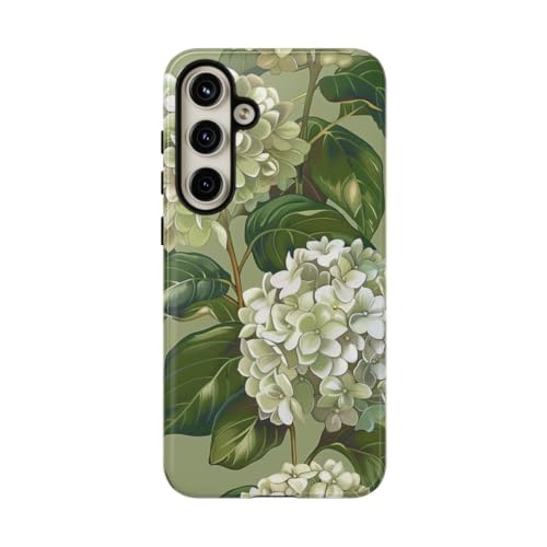 Coque Samsung S24 Plus motif floral hortensia blanc rigide