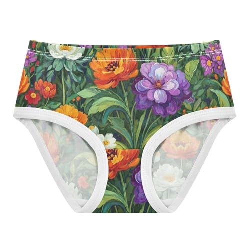 Bright Girls Underwear Toddlers 2t Cotton Cute Panties Girl Vibrant Floral Watercolor Flowers Briefs Kids Undies