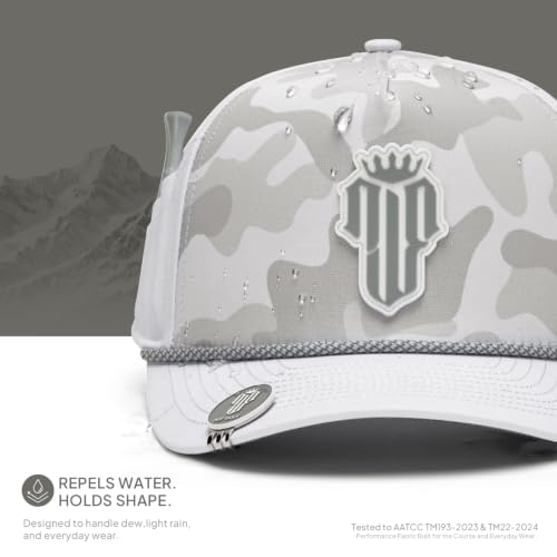 Image of Men's Golf Hat with Tee Holder & Magnetic Ball Marker | Breathable Performance Golfing Hat for Men | Water-Resistant Rope Golf Cap | Moisture-Wicking Snapback Golfing Hats