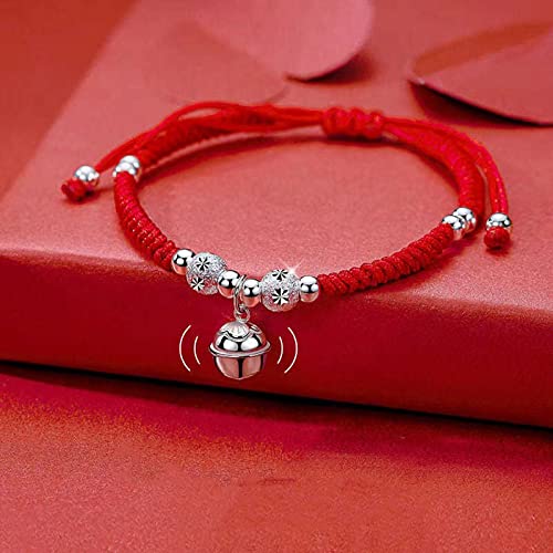 Protection Bracelet for Women and Men Real 925 Sterling Silver Lucky Bell Amulet Red Rope Bracelet Handmade String Adjustable Jewelry Gift4