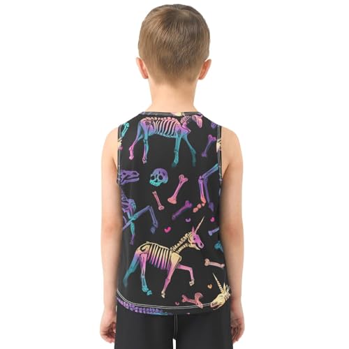 Bolaz Boys Athletic Quick Dry Tank Top Sleeveless Workout T Shirts Age 11-15,Skeleton Horse Bones Pattern3