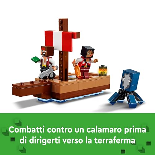 Minecraft The Pirate Ship Voyage - Boat Toy with 2 Pirates & 2 Animal Figures, plus Accessories incl. a Sword & Map - Gamer Gift for 8+ Year Old Boys and Girls 21259 - Lego - Immagine 4