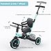 newyoo Tricycles for 1-3 Year Olds, Toddler Bike, Birthday Gift and Toy for Boys and Girls, Toddler Tricycle with Parent Push Handle, Trike with Backrest and Safety Belt, Blue, TR007