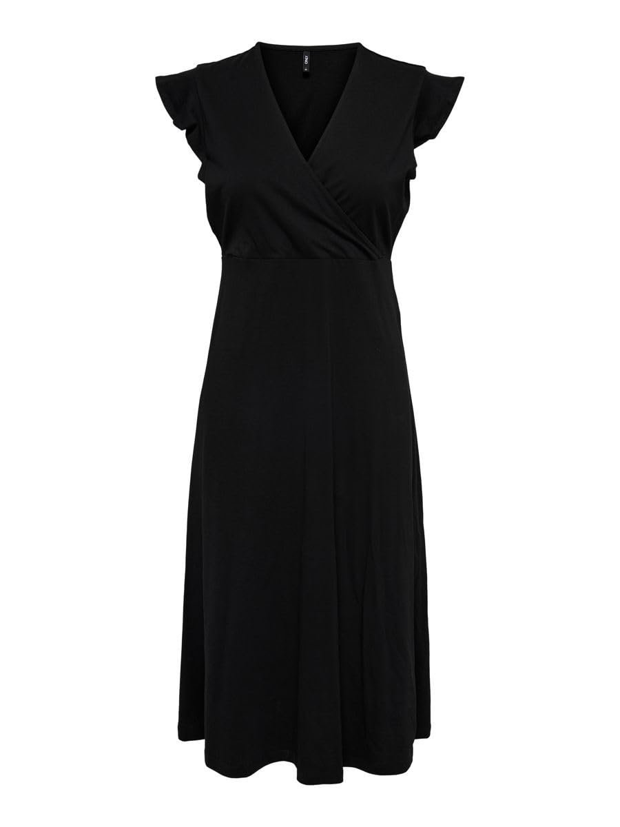 ONLY Women's ONLMAY S/L WRAP MIDI Dress JRS Dress, Black, XS