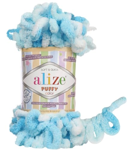 Image of Alize Puffy Color Baby Blanket Yarn Lot of 4skn 400gr 39.3 yds 100% Micropolyester Soft Yarn Hand Knitting Yarn (5924)